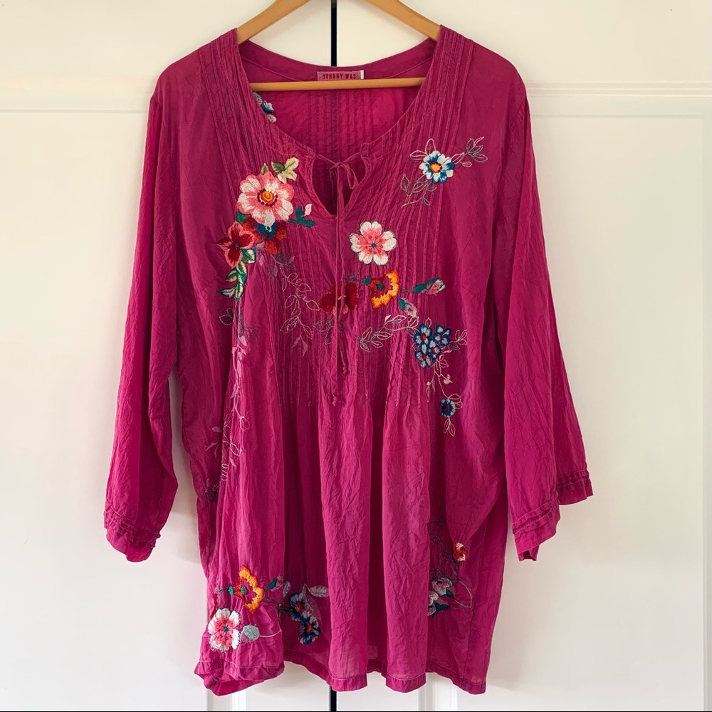 Johnny Was Embroidered Peasant Top